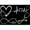 Nurse Decal Pack: Heart, Heartbeat, Infinity, Stethoscope (White, Large 5")