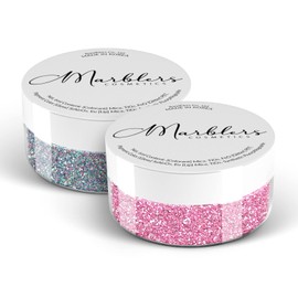 MARBLERS Cosmetic Grade Fine Glitter Duo [Holo Fairy Powder & Flamingo] 0.36oz (10g) | Non-Toxic | Vegan | Cruelty-Free | Eyeshadow, Nail Polish, Nail Art | Festival, Rave Party & Makeup | Body & Face