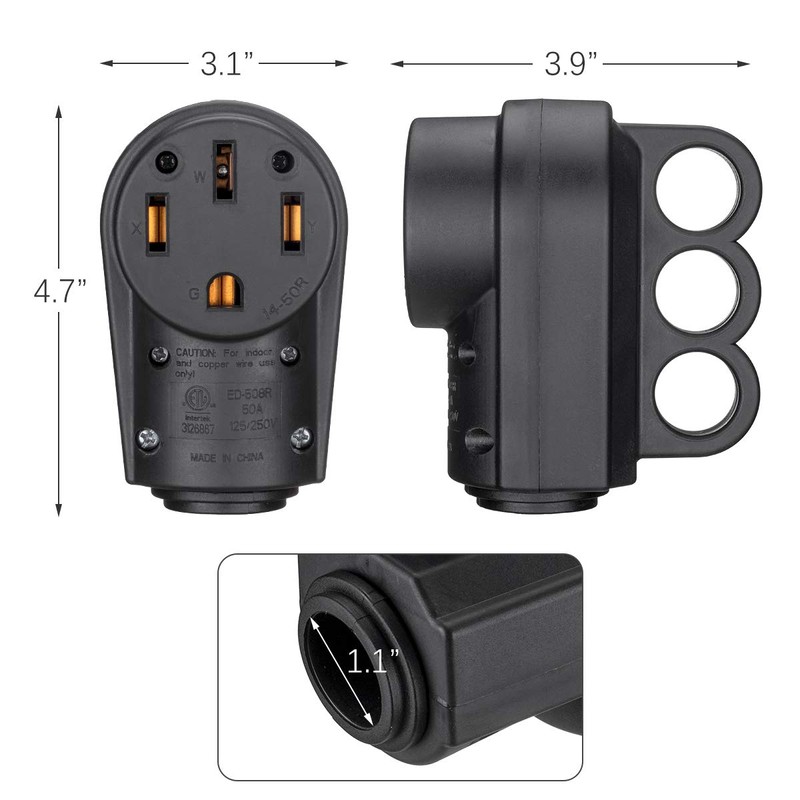 Miady 50AMP RV Replacement Female Plug with Easy Unplug Design,