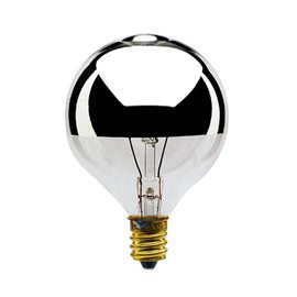 Bulbrite 40G16HM 40-Watt Incandescent Half Chrome G16.5 Globe, Candelabra Base [Pack of 2]