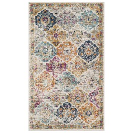 SAFAVIEH Madison Collection MAD611B Boho Chic Floral Medallion Trellis Distressed Non-Shedding Living Room Bedroom Accent Rug, 2'3" x 4', Cream / Multi