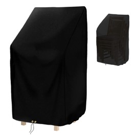 RICHIE Garden Stacking Chair Covers Waterproof, Garden Chair Covers for Stackable Chairs, Windproof, Anti-UV Heavy Duty 420D Oxford Fabric Reclining Outdoor Patio Chair Cover 65x65x120/80cm - Black
