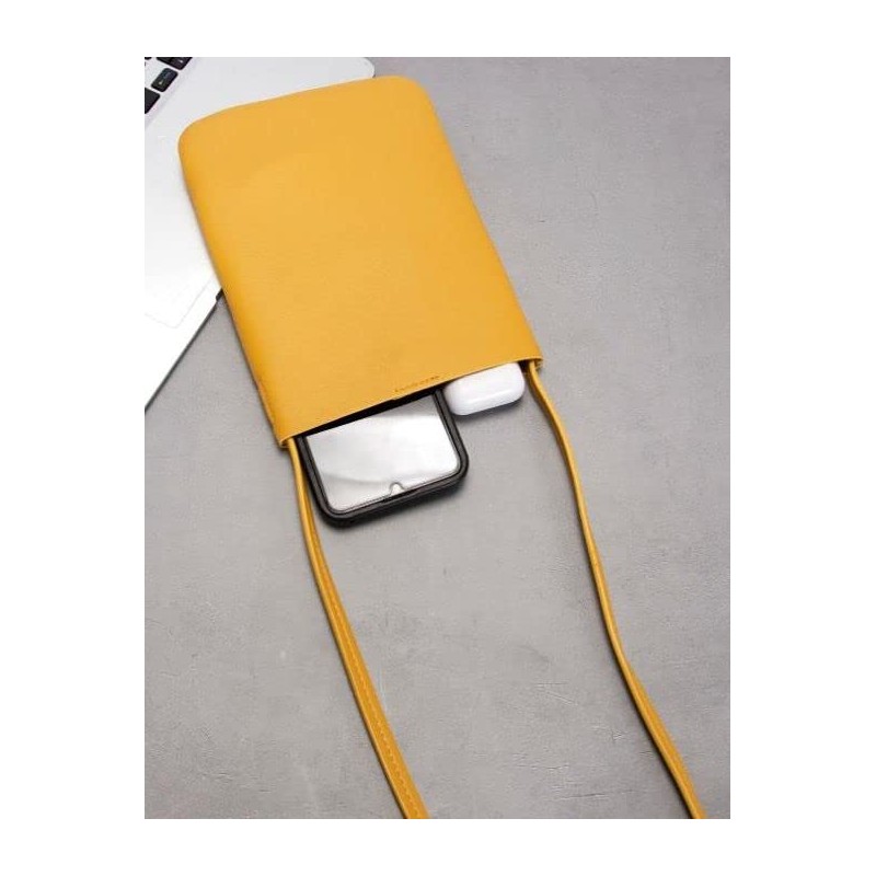 Aspersio Stylish Sacoche Thin Mini Shoulder Bag Bag, Saffron Yellow