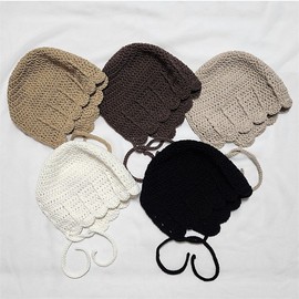 Creative Handmade Crocheted Baby Bonnet - Autumn/Winter Yarn Hat 48-52cm/Burgundy 3ea