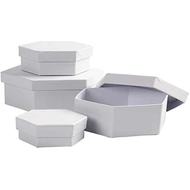 Hexagonal Boxes, D: 6,5+8+10+12 cm, 4 asstd