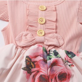 VEOAY Baby Girls Floral Dress Adorable Casual Dress for Baby Girl Fashion Summer Clothes for Girls Sleeveless Dresses for Summer Fall Daily Wear Dresses with Tutu Skirts 18-24M(pink066, 90)