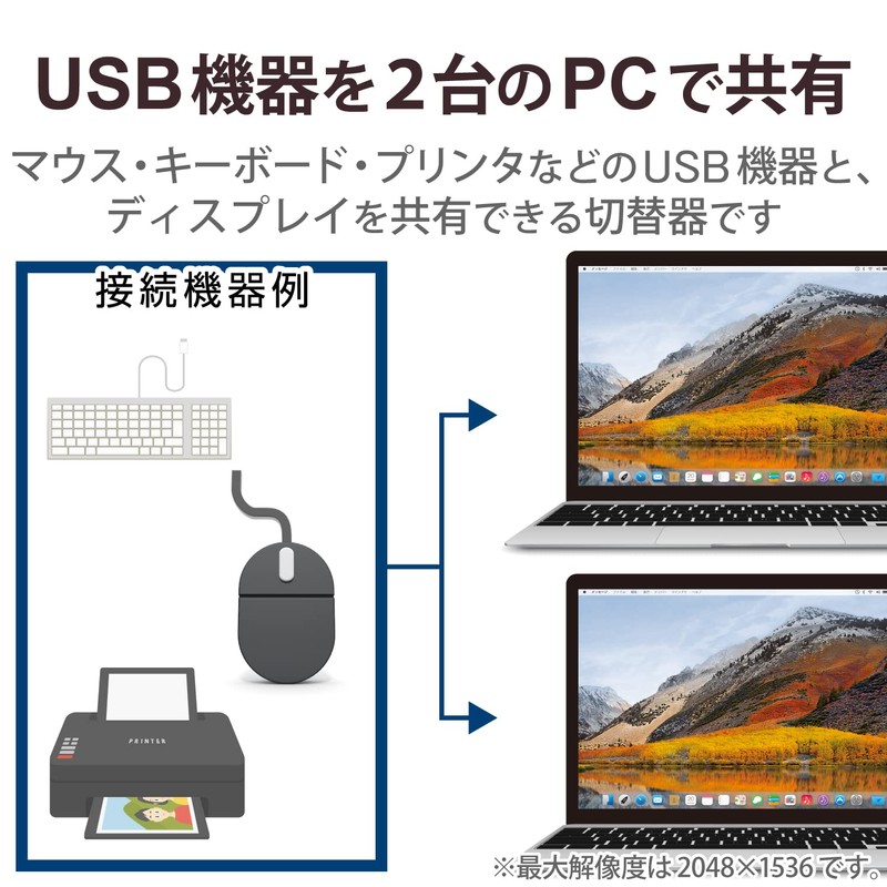 エレコム USB⇔USBパソコン切替器 KVM-KUSN