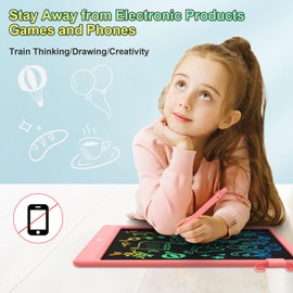 CHAFEGY LCD Writing Tablet for Kids, 10.5 Inch Colorful Toddler Doodle Board Tablet, Erasable Drawing Pad, Learning Toy for 3-8 Years Old Boys Girls - Christmas and Birthday Gifts (10.5 Inch, Pink)