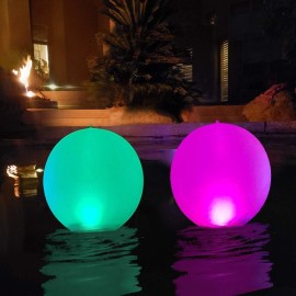 Unbranded 2 PCS Floating Pool Ball Lights Inflatable Waterproof with 4 Color Changing LED