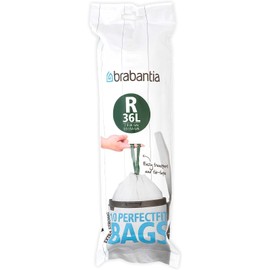 Brabantia Perfectfit Müllbeutel Code R, 36L, 10 Stücke/Rolle, Plastik, Weiß, 69.4 x 62 cm