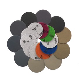 Round Wet Dry Water Sanding Discs 60pcs 2 Inch 50mm Grit 800/1000/1200/1500/2000/3000 Sanding Discs Hook and Loop Flocking Sanding Discs Pad Sanding and Polishing for Electric Grinder Accessory