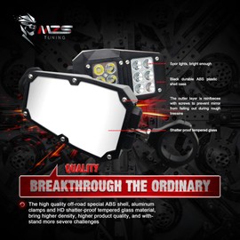 MZS UTV Side Mirrors With Lights for 1.75" or 2" Roll Bar Cage | 360 Degree Adjustable LED Spot Light Accessories Compatible with RZR Rangers Pioneer Mule Gator Wildcat trail Teryx Commander Maverick