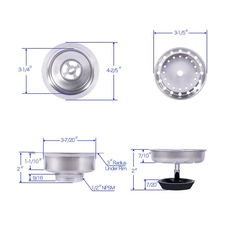 UNI-DRAIN Kitchen Sink Drain Stainless Steel Replacement Kits for Opening