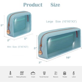 SYNVOGIA Birthday Gifts | Initial Clear Make Up Bag Travel Toiletry Bag Clear Makeup Bag Cosmetic Travel Beach Bag Car Organizer Essentials for Women Men | Gifts for Girlfriend Teacher | 3 Pcs Blue A