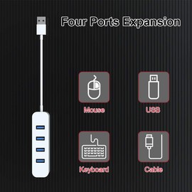 Upgrow USB 3.0 Hub with Power Port 4-Port USB Hub with 5 Gbps USB Splitter for Laptop MacBook, Mac Pro, Mac Mini, iMac, Surface Pro, XPS, PC, Flash Drive, Mobile HDD-White