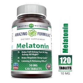 Melatonina 10mg Amazing Nutrition 120 Tabletas Sin Sabor Suplemento Nutritional                                                                       