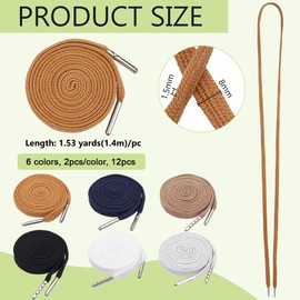 BENECREAT 12Pcs 6 Colors 16.8m Corset Lace Cord, 8mm Polycotton Drawstring Cords Corset Waist Belt Lace-up Tied for Garment Accessories Sports Pants Sweatpants Sweater