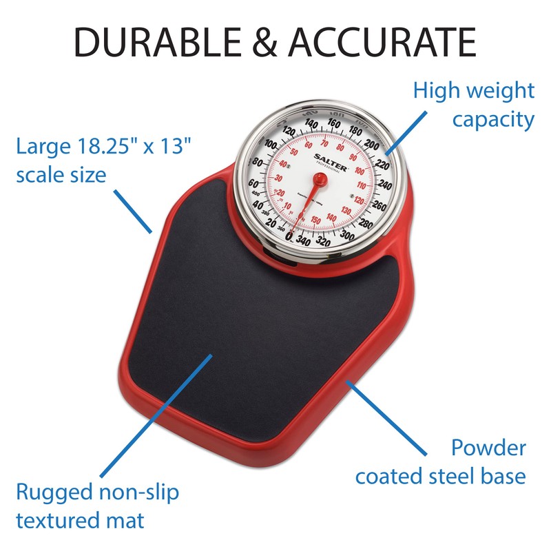 Salter Pro-Helix Professional Oversized Bathroom Scale with Black/Red Powder-Coated Steel