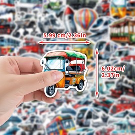 Pack of 50 Transport Stickers Car Laptop Phone Guitar Skateboard Motorcycle Bicycle Vehicle Stickers Set Vinyl Waterproof Aesthetic Stickers for Teenagers Children Adults