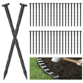 100Pack Plastic Landscape Edging Spikes, 8 Inch Spiral Landscape Anchoring Spikes，Landscape Spikes for Garden Lawn Yard, Paver Edging, Weed Barrier, Artificial Turf & More