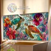 HOMETITUTE Sea Turtle Tropical Flower Window Cling 39.3x17.7 Inch PVC