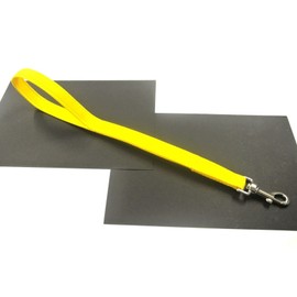 Short Close Control Dog Lead Training Walking Leash Traffic Quick Grab Handle 25mm Cushion Webbing (Yellow, 18 Inches)