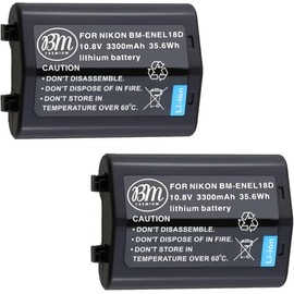 BM Premium 2 Pack of EN-EL18C/ EL18D Batteries for Nikon D4, D4S, D5, D6 Digital SLR Cameras and Compatible with Nikon MB-D12, MB-D17, MB-D18 Battery Grips