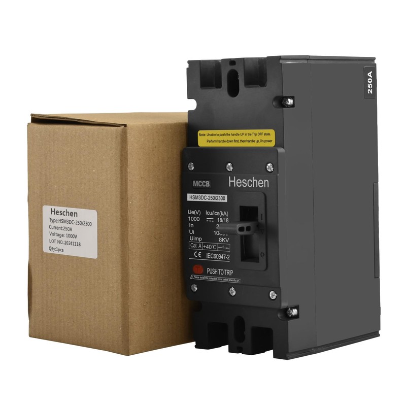 Heschen DC Molded Case Circuit Breaker MCCB, 2 Poles, DC1000V