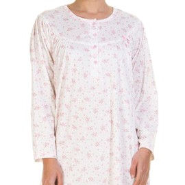 Lady Olga Ladies Bethan Floral Jersey Cuddleknit Brushed Nightdresses Pink 10-12