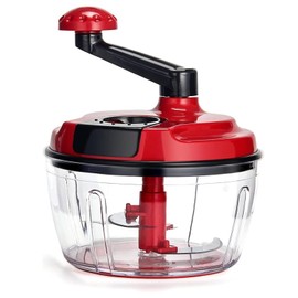 Manual Food Processor,8 Cup Hand Powered Crank Chopper,Mincer Blender with Clear Container,for Vegetables Meat Fruits Onions