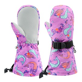 BAVST Baby Winter Waterproof Mittens for Infants Toddler Boys Girls Ski Snow Gloves Kids Teens 2-6T (Mermaid, 4-6T)