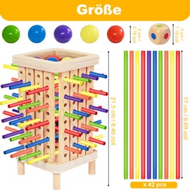 YY-JUNYING Montessori Toy from 3 4 5 6 Years - Skill Game & Educational Game Made of Wood with Colourful Sticks, Wooden Toy Educational Valuable - Gift Boys Girls from 3 Years