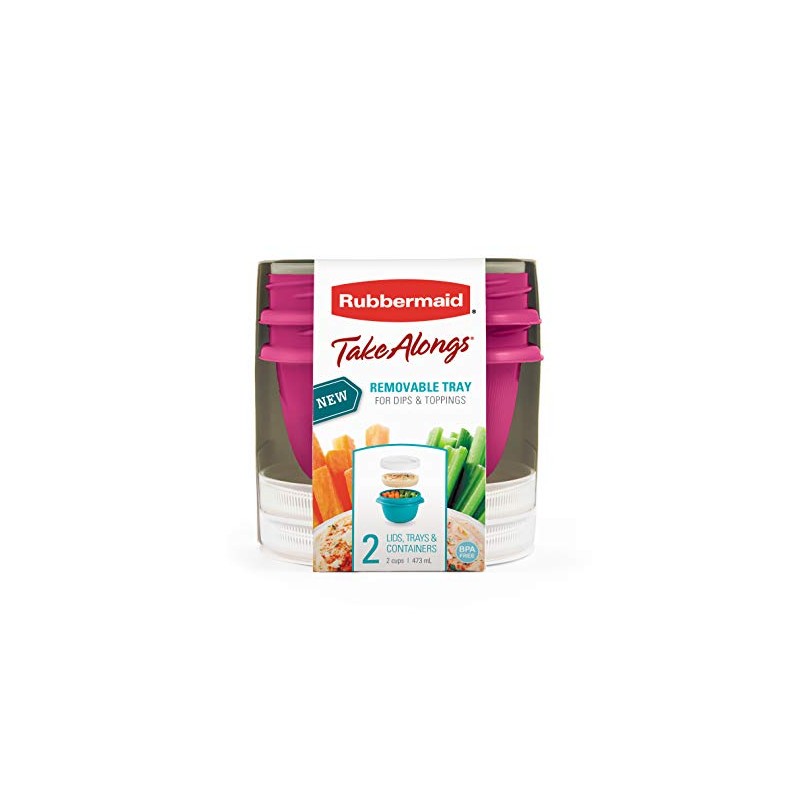 Rubbermaid TakeAlongs Snacking Food Storage Containers, 2 Cups Size -