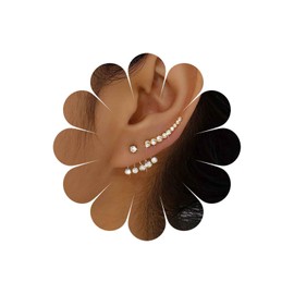 Inateannal Boho Rhinestone Ear Climber Crawler Earrings Rhinestone Ear Jacket Earrings Crystal Front Back Studs Jewelry for Women