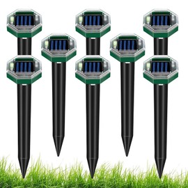 Mole Repellent Solar Powered 8 Pack,Gopher Repellent Ultrasonic,Outdoor Waterproof Vole Vibratio Stakes,Sonic Mole Deterrent Yard for Rodent,Groundhog,Snake,Chipmunk