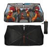 DOPINDU Funny Rooster Car Windshield Sun Shade Umbrella Bendable Handle