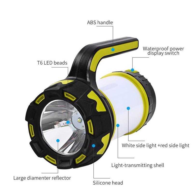 Spotlight Flashlight SMD COB Dual Light Source Waterproof USB Rechargeable