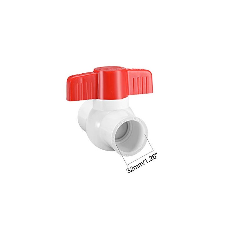 sourcing map 32mm PVC Ball Valve for Water Supply Pipe,