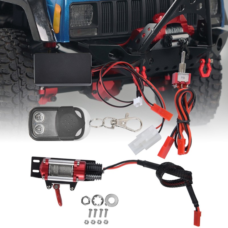 RC Car Metal Winch with Remote Controller Accessories fit for