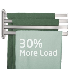 KES Swivel Towel Racks for Bathroom, 19.5" Swing Out Towel Rack for Bathroom Wall 4-Arm, Swinging Towel Bar 18/8 Stainless Steel Space Saving Wall Mounted Brushed Finish, A2104S4L50-2