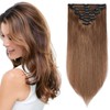 Clip-In Real Hair Extensions, Double Weft 8-Piece Set, Remy Hair