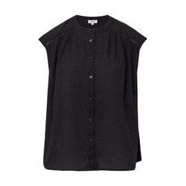 s.Oliver Blouse Top with Ruffle and Lace Detail, black