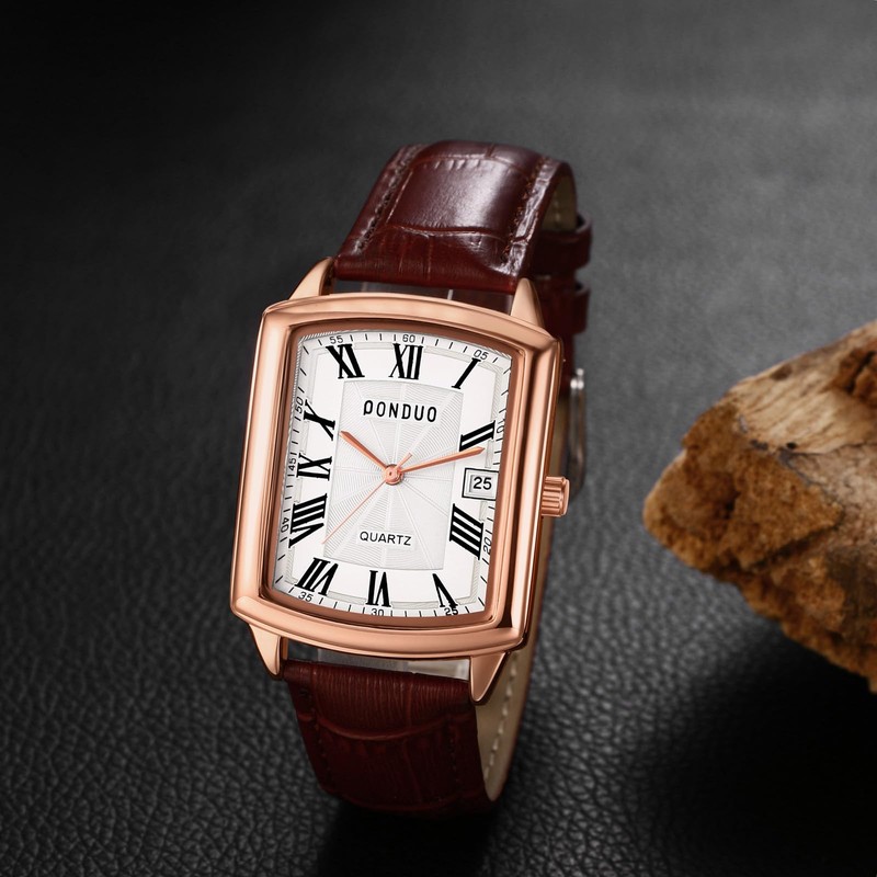 Men Watches Square Leather Seiko Watch Waterproof Quartz Watch Leather