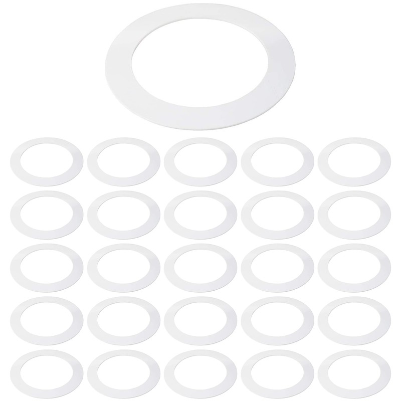 25 Pack Gloss White Goof Trim Ring for 8" Inch
