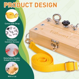 Tilhumt Montessori Screwdriver Board Set for Kids, Storage Wooden Toddler Real Tools Preschool Toys Fine Motor Skills Toys for 3 4 5 Year Old Children, Classroom STEM Toy For 1 Player