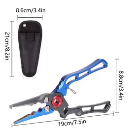 Aluminum Fishing Pliers Multifunction Fishing Pliers with Bag and Lanyard for Saltwater and Freshwater (Grey)