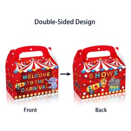 QYCX 24 Pack Carnival Party Decorations, Carnival Candy Boxes Carnival Gift Boxes Circus Party Favor Boxes Circus Carnival Party Gift Bags Carnival Candy Bags Carnival Gift Bags Circus Treat Bags Goodie Bags Loot Bags for Carnival Theme Birthday Hallowee