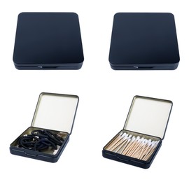 LIGHUFEIC 2Pcs Hair Tie Organizer,Portable Travel Qtip Holder,Bathroom Vanity Organizer for Cotton Balls, Swabs,Dispenser for Cosmetic Sponge(Black)