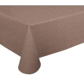 BEAUTEX Oilcloth Tablecloth Wipe Clean Non-Slip with Piping Band Square Round Oval Motif Choice of Colours (Linen Texture Brown, Square 130 x 160 cm)