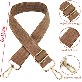 Adjustable Shoulder Strap for Bags, Dark Khaki, Bag Straps for Changing, Bag Strap Wide with Carabiner Gold, 80-130 cm Carry Strap, Bag for Women, Shoulder Strap, Handbag, 3.8 cm, 1316
